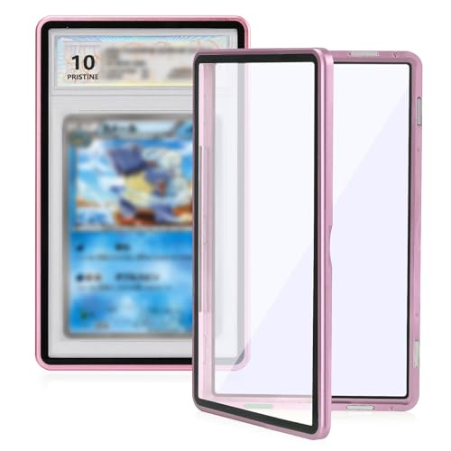 Magnetic Graded Card Case, Premium Aluminum Alloy Protector with 9-Point Lock, Personalized Slab Bumper for 35PT PSA/CSG, Drop-Tested & UV Resistant, Ideal for Display & Long-Term Storage (Pink) - color: Pink, style: PSA Card Case
