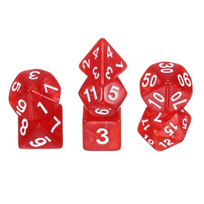 uxcell Polyhedral Dice Set, 7 Pcs Acrylic Dice for Role Playing Table Games Tabletop Gaming Accessories, Pearl Pattern Red - color: Pearl Pattern Red