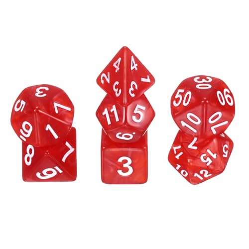 uxcell Polyhedral Dice Set, 7 Pcs Acrylic Dice for Role Playing Table Games Tabletop Gaming Accessories, Pearl Pattern Red - color: Pearl Pattern Red