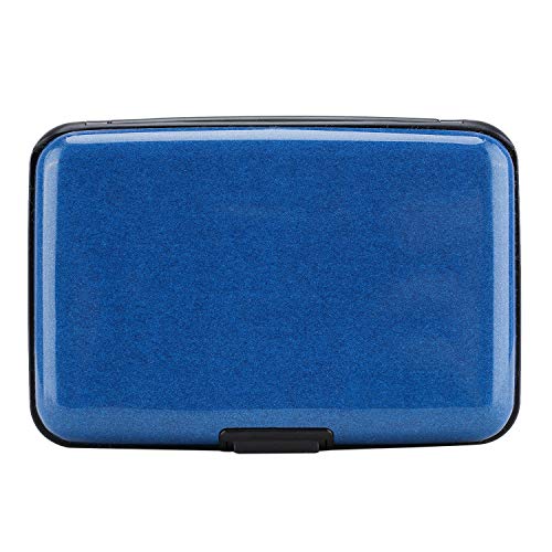 RFID Blocking Credit Card Protector Case Holder Wallet for Men Women | RFID Blocking Credit Card Protector Aluminum ID Case Hard Shell Business Card Holders Metal Wallet for Men or Women - color: Dark blue