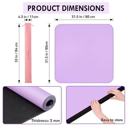 Purple 31.5" Crease-Free Non-Slip Noise Reduction Mahjong Mat | American Mahjong Table Cover with Carrying Bag for Poker Card Games Dominoes & Board Games - color: Purple
