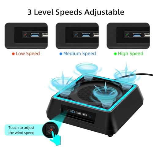 Mcbazel Cooling Fan for Xbox Series X, Xbox Series X Cooling Fan Stand with 3 Adjustable Speeds, 6 Colors RGB LED Light, Low Noise, Extra USB Ports Cooling System for Xbox Series x Console only