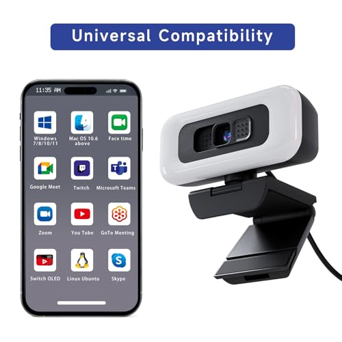 1080P Webcam for PC - PC Camera Webcam 1080P, Desktop Computer Web cam with Privacy Shutter and Tripod Autofocus, Dual Noise-USB Plug&Play,Cancelling Mics,Auto Light Correction - style: 1080P Safe Privacy Cover White