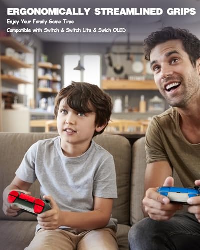pedroshaw 2 Pack Wireless Controller Compatible With Switch/Lite/OLED/PC, Small Pro Controller With 6-Axis Gyro, Programe, Dual Vibration, Turbo, Share - Gift for Kids - color: Blue&Red