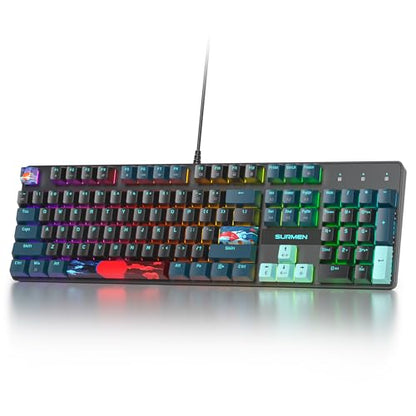 Full Size Mechanical Keyboard, Creamy Keyboard with Number Pad, 104 Keys Wired Gaming Keyboard with Red Switch, RGB Backlit for PC Laptop - color: Monster B