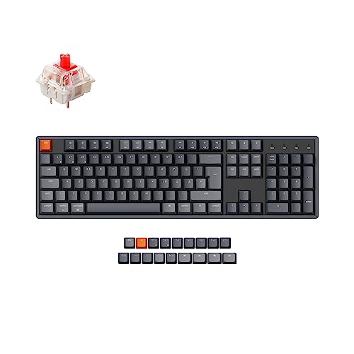 Keychron K10 RGB Full Size Layout Hot-Swappable Mechanical Keyboard for Mac Windows, Multitasking 104-Key Bluetooth Wireless/USB Wired Gaming Keyboard with Keychron Super Red Switch Aluminum Frame - color: Hot-swap Keychron Super Red Switch