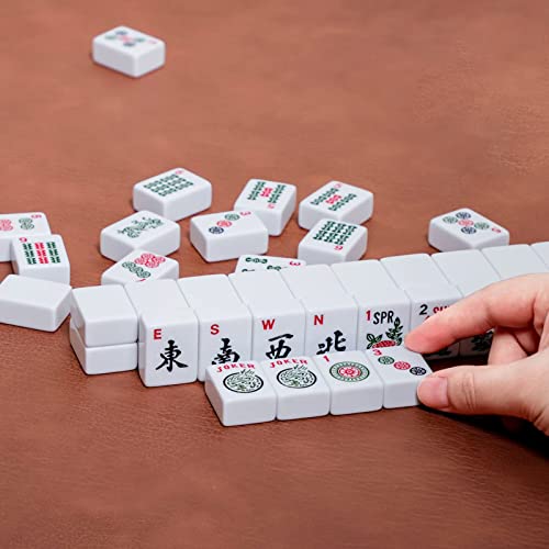 ZGME American Mahjong Set,166 White Tiles with Red Bag and Accessories,4 All-in-One Mahjong Racks with Pushers,Complete Western Mahjong Set - color: Red