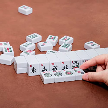 ZGME American Mahjong Set,166 White Tiles with Red Bag and Accessories,4 All-in-One Mahjong Racks with Pushers,Complete Western Mahjong Set - color: Red