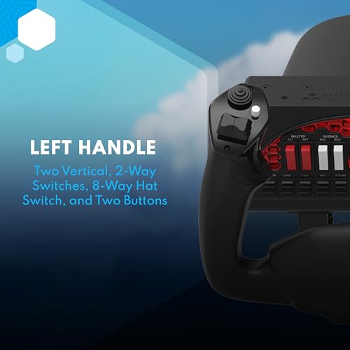Honeycomb Alpha Flight Controls Yoke & Switch Panel — Flight Simulator Yoke w/ 180° Rotation, Steel Shaft, Ignition Switch, Fully-Equipped Handles, Dual Mounting — Compatible w/PC & Mac | Full 180 Degree Yoke Rotation, Steel Shaft with Dual Linear Ball Be