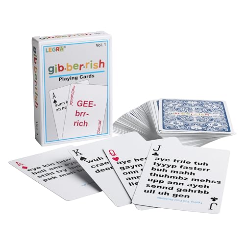 The Gibberish Guess Game Standard Playing Cards, Funny Word Games for Teens | Road Trip Travel Size Game, Family Friendly, Jibberish Silly Game Portable for Car Trip Activities, Boredom Buster for Kids
