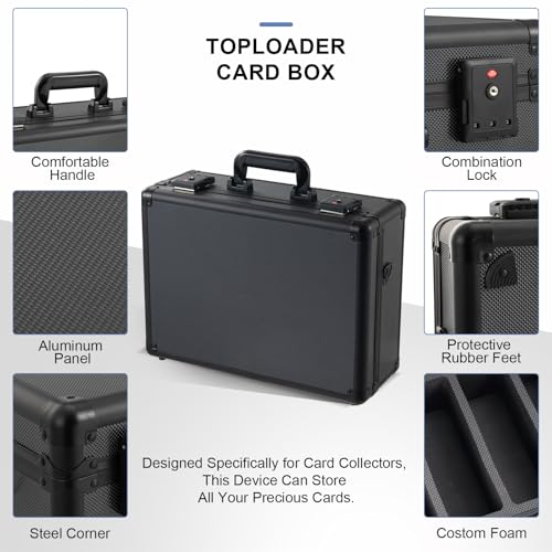 Graded Card Storage Box – Aluminum Alloy Trading Cards Storage Box with Combination Lock - Holds 140+ Graded Cards, Sports Card Case, Fits PSA, CSG, BGS (Black) - color: Black