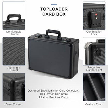 Graded Card Storage Box – Aluminum Alloy Trading Cards Storage Box with Combination Lock - Holds 140+ Graded Cards, Sports Card Case, Fits PSA, CSG, BGS (Black) - color: Black