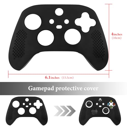 Geekria Silicone Controller Skin Compatible with Xbox Series X/S, Ergonomic Soft Anti-Slip Handle Protective Cover, Replacement Sleeve Gaming Accessories (Black)