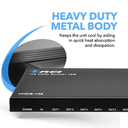 OREI 1x8 2.0 HDMI Splitter 1 in 8 Out Ports with Full Ultra HDCP 2.2, 4K at 60Hz & 3D Supports EDID Control - Upto 30 Feet HDMI Cable | OREI 1x8 2.0 HDMI Splitter 1 in 8 Out Ports With Full UltraHD 4K@60Hz, HDCP 2.2, 3D Support, EDID Control - size: 1x8 -