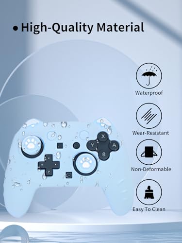 Case for Nintendo Switch 2 Pro Controller,UYRUREL Premium Sillence Material,Shock-Absorbing and Anti Drop Protection Soft Shell,with Stickers and Thumb Grips,Blue. - color: Blue