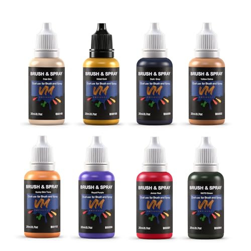 VM Water-Based Basic Colors Miniature Paint Set -8 Bottles x 20ml (0.67 fl.oz.) Figurine Acrylic Paint Kit, Citadel Paint Set,Plastic Model Painting for Brush and Airbrush (Basic Color Set 8 Bottles) - color: Basic Color Set 8 Bottles