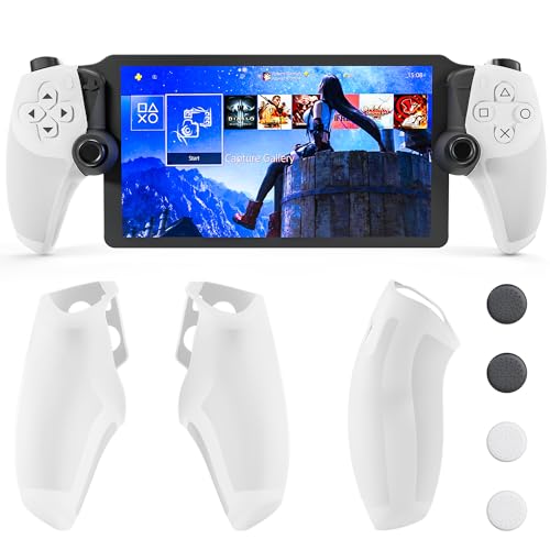 FUNDIARY Anti-Slip Silicone Skin for Ps5 Controller, PS5 Controller Accessories, Soft Protective Cover Case for PlayStation 5 Control Grip, Shockproof Grip Case with 4 Thumb Caps(White) - color: White with Whte Handle Grips
