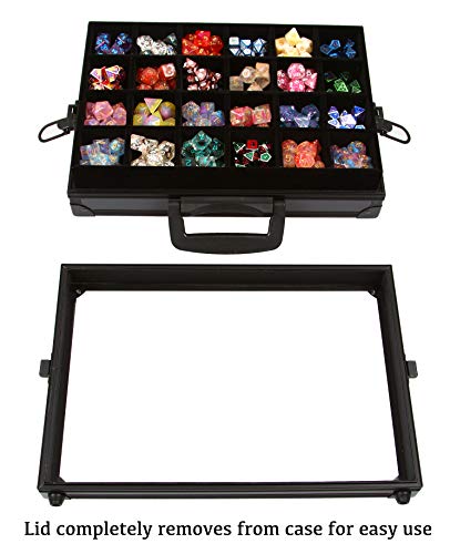 Forged Dice Co. Dice Display Case and Rolling Tray with 2 Removable Divided Dice Trays - Storage Box Holds up to 480 Metal or Plastic Polyhedral Dice Sets - Great for Dice Collectors or RPG D&D Games
