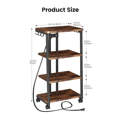 Homeiju AV Media Stand with Charging Station & APP-Controlled RGB Lights | Wooden Entertainment Center, Gaming & TV Stand, Storage for PS5/Xbox/Stereo & DVD Organizer