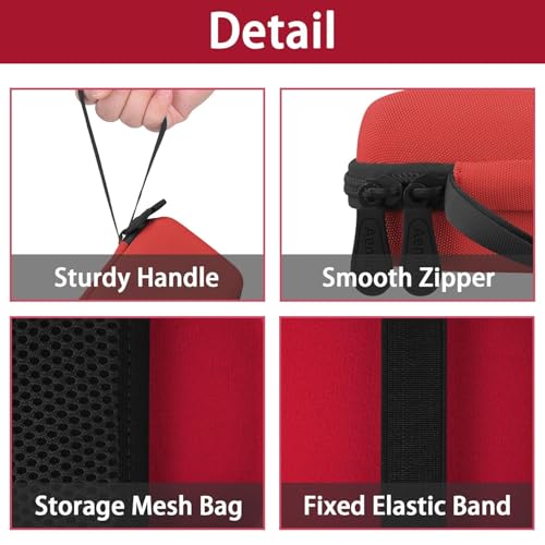 Aenllosi Hard Case for Blaze Atari/Technos/Taito/Capcom Super/Neo-Geo/Data | Red, EVA case construction, Water-resistant design, Mesh pocket for accessories, Smooth zipper access, Case only - size: for Atari