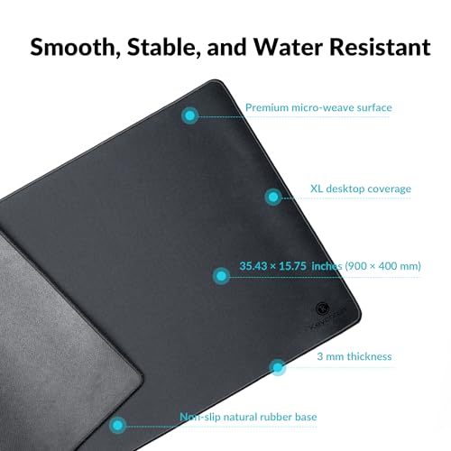 Keychron XL Gaming Mouse Pad Desk Mat, 35.4" × 15.7", Soft Micro-Weave Surface, Non-Slip Rubber Base, Anti-Fray Stitched Edges, Extended Large Mousepad for Gaming & Office – Black - size: XL - 35.4 x 15.7 inches