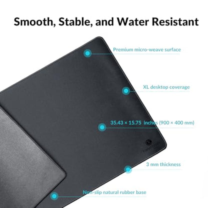Keychron XL Gaming Mouse Pad Desk Mat, 35.4" × 15.7", Soft Micro-Weave Surface, Non-Slip Rubber Base, Anti-Fray Stitched Edges, Extended Large Mousepad for Gaming & Office – Black - size: XL - 35.4 x 15.7 inches