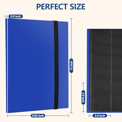 Card Binder, EDUDIIU 9 Pockets Premium Trading Card Binders, Cards Collection Binder Album, Side Loading Yugioh Holder Book for Sport, Football, Baseball Collector - Dard Blue - color: Dark Blue