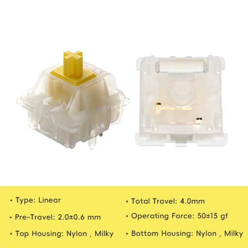 Gateron Milky Yellow Pro V2 Switches, Pre-lubed Linear 5 pin for All MX Mechanical Keyboard (90PCS, Milky Yellow Pro) - color: Milky Yellow Pro V2, size: 90pcs