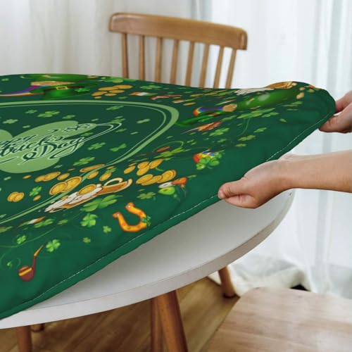 St. Patrick's Day Round Tablecloth Elastic Fitted Edge Table Cover Washable for Kitchen Dining Picnic Party Fit Table 40-44 - color: St. Patrick, size: 40" (Round)