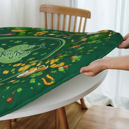 St. Patrick's Day Round Tablecloth Elastic Fitted Edge Table Cover Washable for Kitchen Dining Picnic Party Fit Table 40-44 - color: St. Patrick, size: 40" (Round)