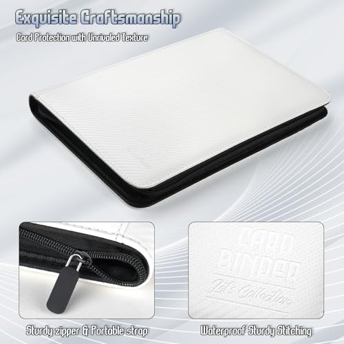 Trading Card Binder, Premium 9 Pocket Double Sided 540 Pocket PU Card Collection Binder, Collectible Trading Card Albums for MTG, TCG, Sport Card, Game Cards (White 1) - color: White 1
