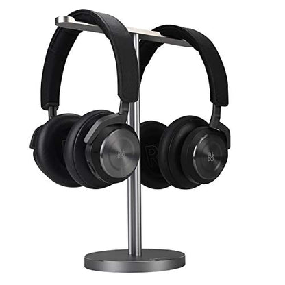 JOKItech Double Headphones Stand, Aluminum Alloy Desk 3 Headsets Holder Supporting Desktop Earphone Hanger Mount Storage Rack with Heavy Base for Home and Office Display Spacegrey - color: Spacegrey