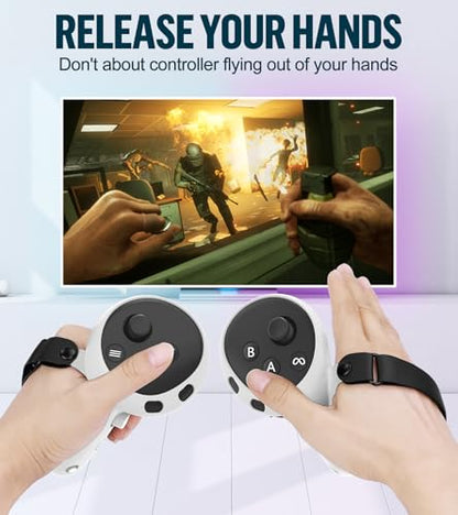 Silicone Cover Set Compatible with Meta Oculus/Quest 3, VR Accessories Protective Cover Includes Controller Grips, Front Shell Headset Cover and Face Cover, Not Fit Quest 3S (White) - color: White