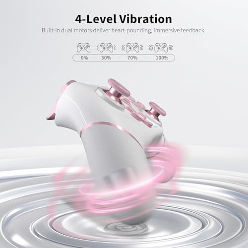 AceGamer Wireless Pro Controller for Nintendo Switch/Lite/OLED/Switch 2/PC, 2 pack, Hall Effect Joystick for Switch 2 Pro Controller with Wake-Up/Dual Vibration/Turbo/Ergonomic ! (White and Pink) - color: White and Pink