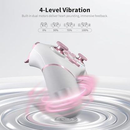 AceGamer Wireless Pro Controller for Nintendo Switch/Lite/OLED/Switch 2/PC, 2 pack, Hall Effect Joystick for Switch 2 Pro Controller with Wake-Up/Dual Vibration/Turbo/Ergonomic ! (White and Pink) - color: White and Pink