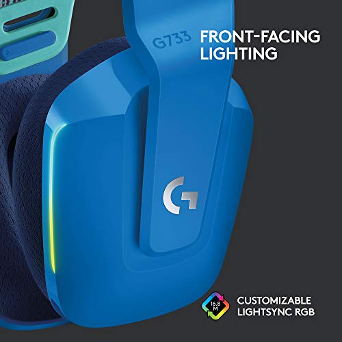 Logitech G733 Lightspeed Wireless Gaming Headset - Blue | Suspension Headband, LIGHTSYNC RGB, Blue VO!CE mic Technology, PRO-G Audio Drivers - color: Blue