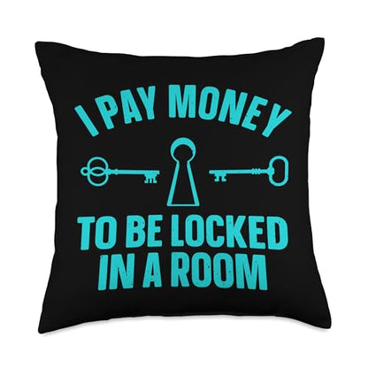 Funny Escape Room Art for Men Women Escape Game Escape Room Throw Pillow - size: 18x18