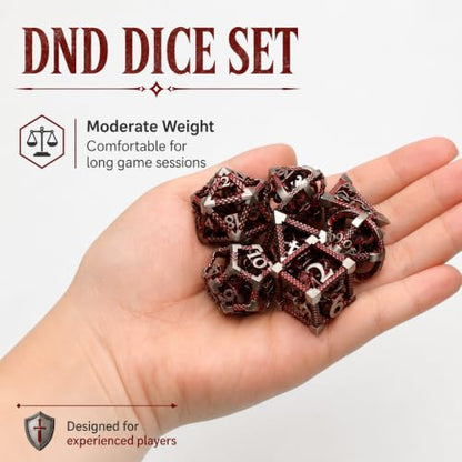 Hollow Cthulhu Dice Set,7-Piece Polyhedral Dice for D&D,Blood | Lightweight 3D Hollow Octopus Dice with Clear Numbers, Copper Construction,Gift Box and Velvet Bag for RPG Play and Gifting. - color: Cthulhu Blood
