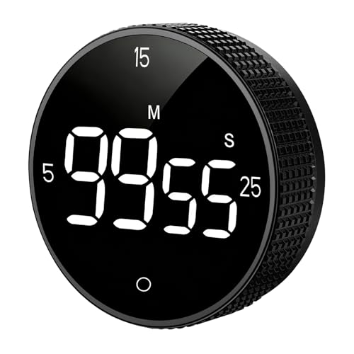 Magnetic Kitchen Timer with Large LED Digital Display, Countdown Countup Visual timers with 3 Volume Levels, 3 Preset 5/15/25 Mins Adjustable Productivity Alarm for Cooking Classroom Fitness Studying