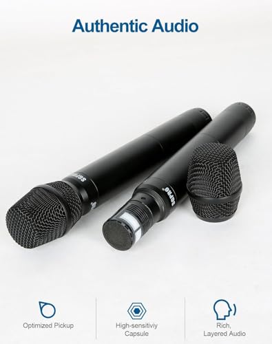 SGPRO SG-82HH Dual Handheld Wireless Microphone System, 520-590 MHz | Metal handheld mics and receiver, Adjustable UHF channels, Antenna diversity, Professional audio and events