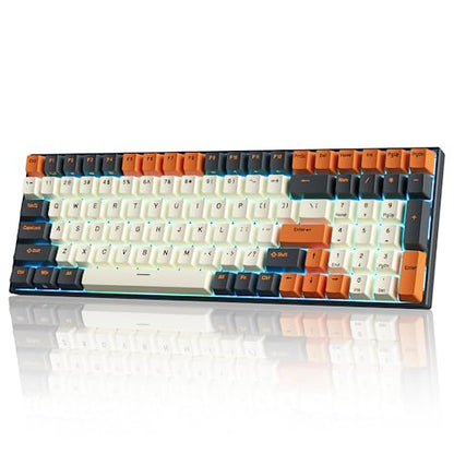 RK ROYAL KLUDGE RK100 Wireless Mechanical Keyboard RGB Backlit Bluetooth5.1/2.4G/Wired 96% Full Size 100-Key Hot Swappable Gaming Keyboard Brown Switch Carbon | 96% Full Size Keyboard with 3750mAh battery, 2.4Ghz/Bluetooth 5.1/Wired, Hot Swappable, Number