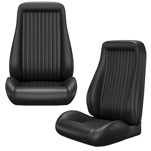 2 Pcs Adjustable Universal Racing Seats with Double Sliders, Reclinable Bucket Seats, 1 Pair of Sport Seats for Vehicles (OBS BLACK 2) - color: OBS BLACK 2