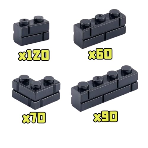 Masonry Bricks House Wall Accessories: 340PCS Classic Masonry Profile Block Parts and Pieces Creative Construction Bulk, MOC Castle Pieces (Black) - color: Black