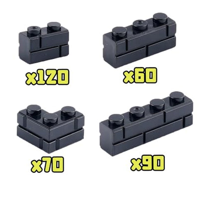 Masonry Bricks House Wall Accessories: 340PCS Classic Masonry Profile Block Parts and Pieces Creative Construction Bulk, MOC Castle Pieces (Black) - color: Black