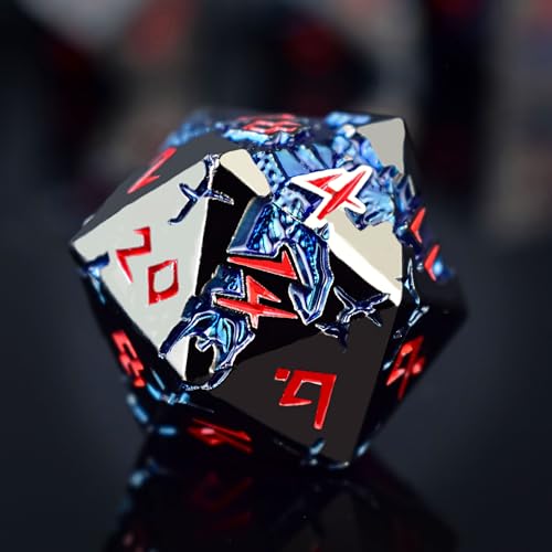 Rule Dice D&D Dice 7 Die Metal DND Dice Set, Weighted Metallic Dungeons and Dragons Dice Set, Large Polyhedral D and D Dice Sets, Cool MTG RPG Dice DND with Gifts Case for Role Playing (Black Red) - color: Black Red