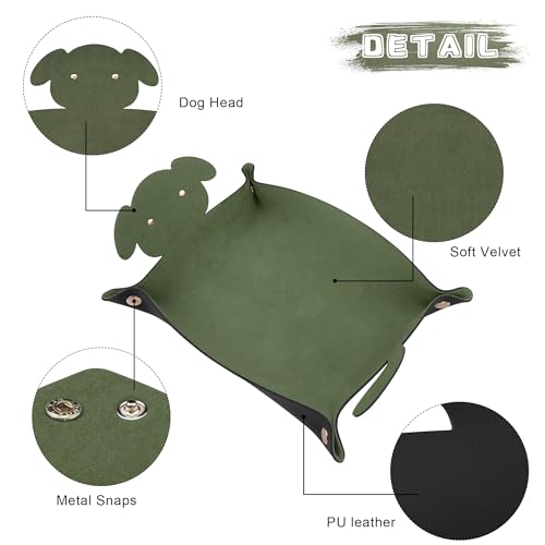 SIQUK 2 Pieces Dog Dice Rolling Tray Folding Dice Mat Trays PU Leather Scroll Dices Holder Storage for D&D RPG Games (Dark Green, Violet) - color: Dark Green, Violet