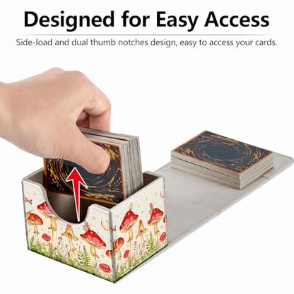 Strong Magnet MTG Demon Deck Box Playing Card Case Deck Boxs Creative Pattern Trading Card Storage Box for Collectible Games for TCG Cards, Mushroom Butterflies Flower - color: Mushroom Butterflies Flower