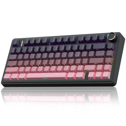 AULA F75 Pro Wireless Mechanical Keyboard,75% Hot Swappable Custom Keyboard,RGB Backlit,Pre-lubed Reaper Switches,Side Printed PBT Keycaps Mechanical Gaming Keyboards, Pink&Black - color: F75 Pro-Gradient Pink Black