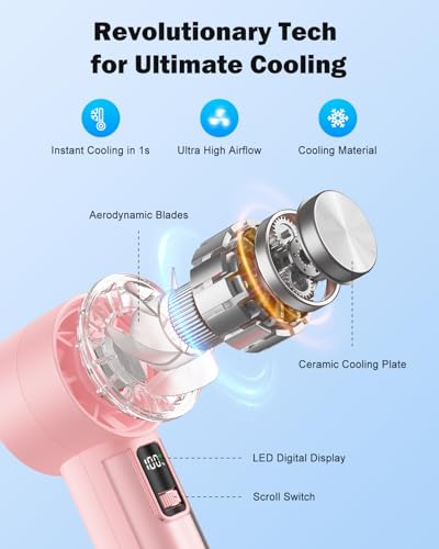 AMACOOL Handheld Fan with Ice Cooler, Mothers Day Gifts for Mom Her Women Girl, Mini Portable Cooling Fan, Small Yet Powerful, Personal Hand Fans for Travel Essentials Beach Makeup Must Have - color: Pink, style: With Ice Cooler