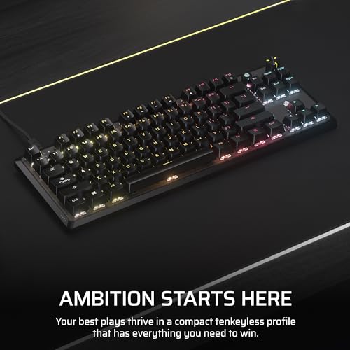 Corsair K70 CORE TKL RGB Tenkeyless Mechanical Wired Gaming Keyboard – Pre-Lubed MLX Red v2 Linear Switches, SOCD, ABS Double-Shot Keycaps, Sound Dampening, 1000Hz Polling, QWERTY NA – Black - style: Wired